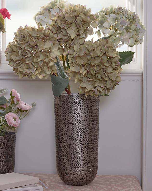 Zaio Tall Hammered Metal Vase