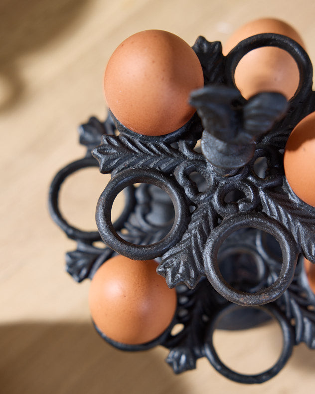 Iron Rooster Egg Holder Stand