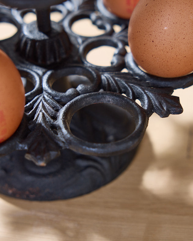 Iron Rooster Egg Holder Stand