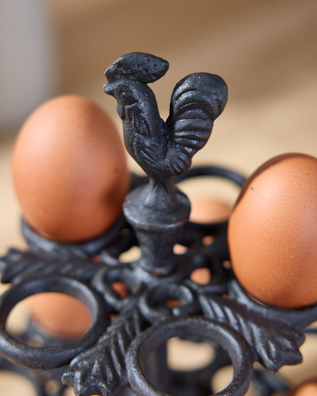 Iron Rooster Egg Holder Stand