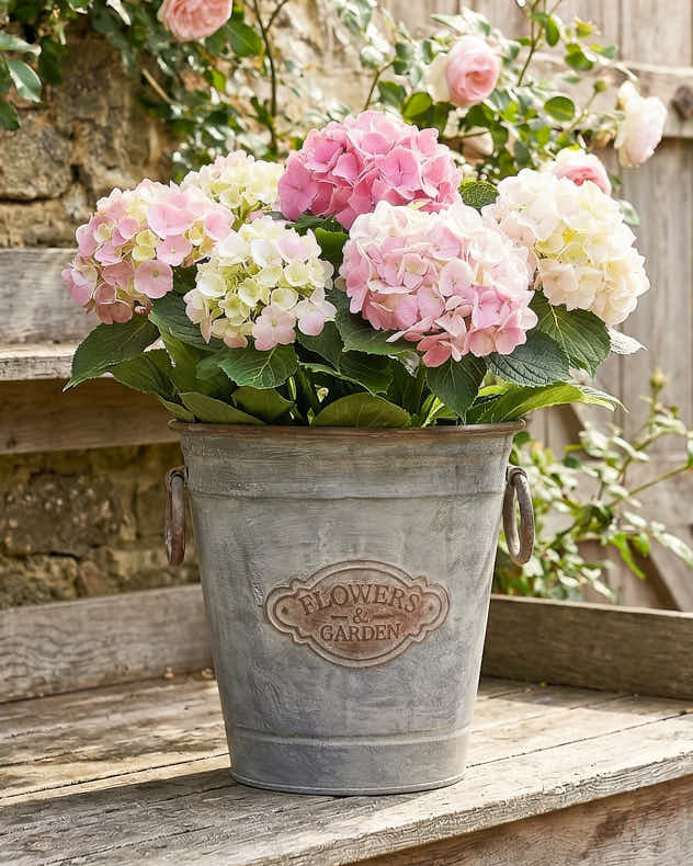 Flowers &amp; Garden Metal Bucket Planter