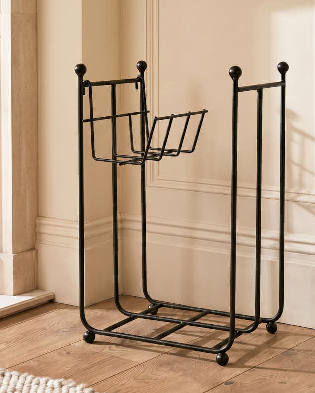 Tall Log Storage Rack with Basket