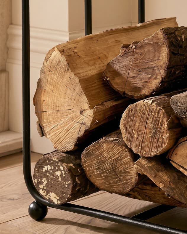 Tall Log Storage Rack with Basket