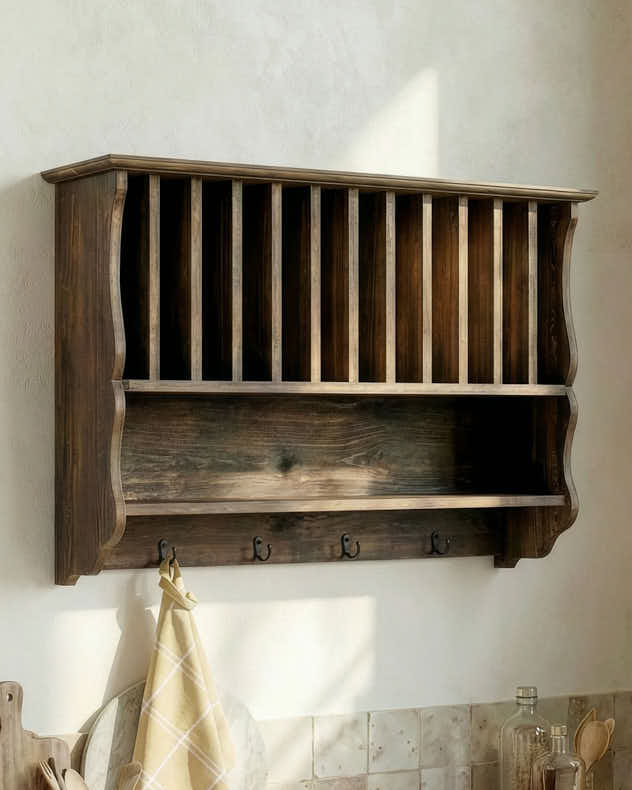 Brittany Wall Plate Rack with Hooks