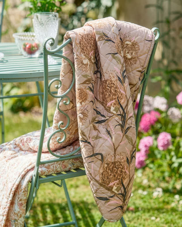 Pink & Multi-colour Cotton & Polyester Throws - Tourmant Floral Quilted Throw