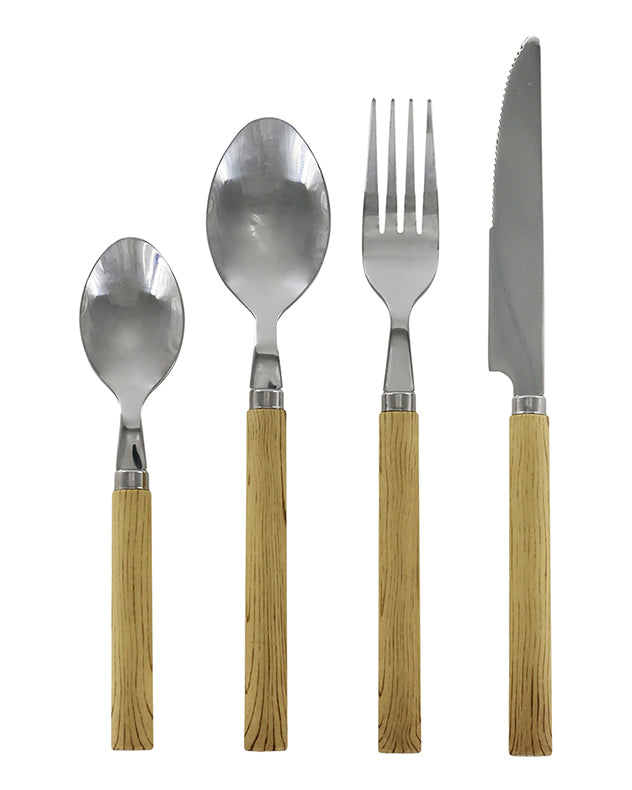 Cutlery &amp; Cutlery Organisers - Lormes 16 Piece Wood Effect Cutlery Set