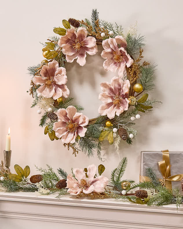 Magnolia Blush Wreath and Garland