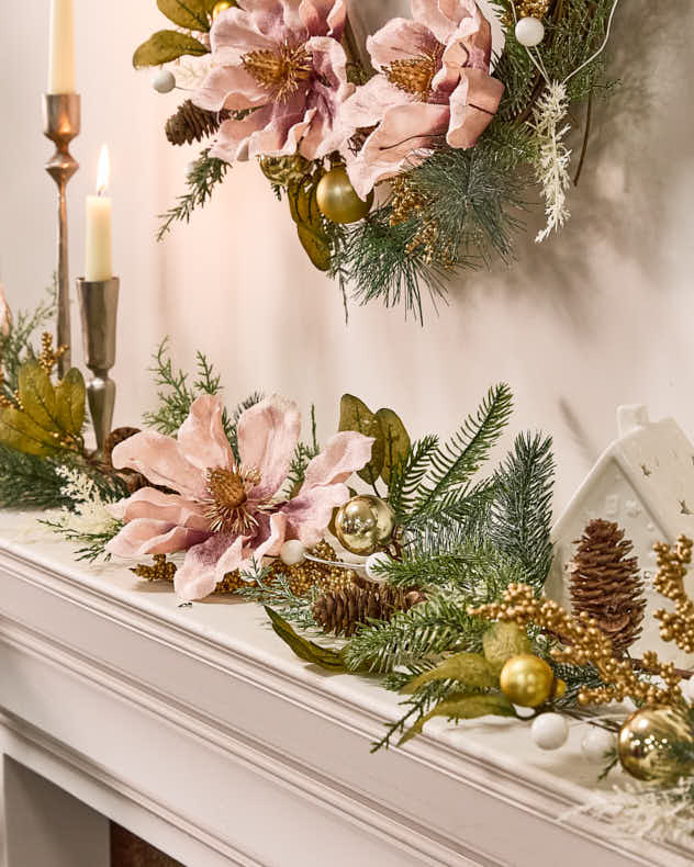 Magnolia Blush Wreath and Garland