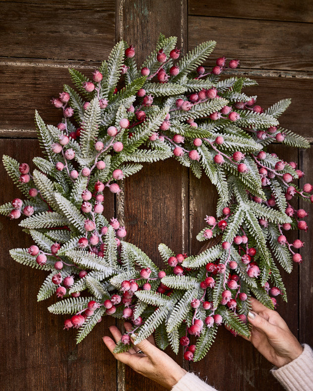 Couronne de forêt de conifères givrés