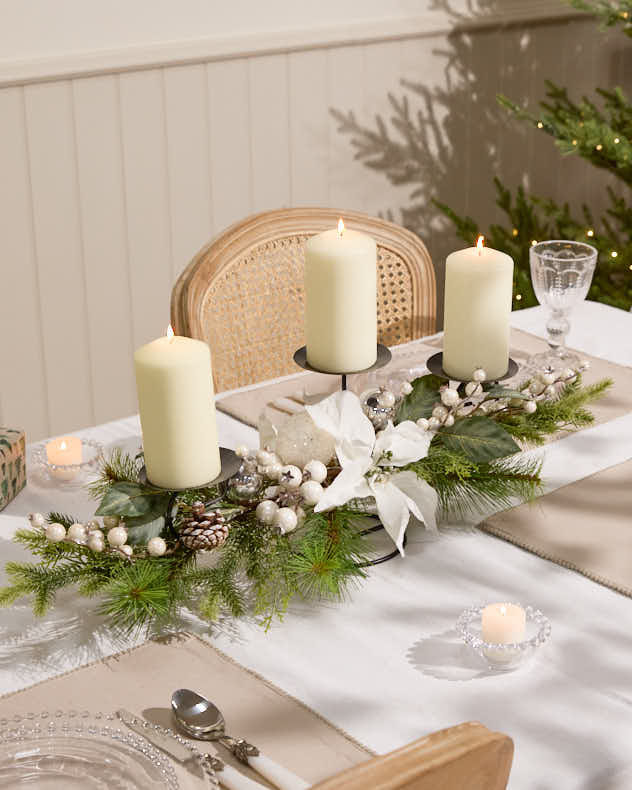 Moonlit Forest Triple Pillar Candle Holder Centrepiece