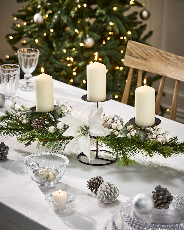 Moonlit Forest Triple Pillar Candle Holder Centrepiece