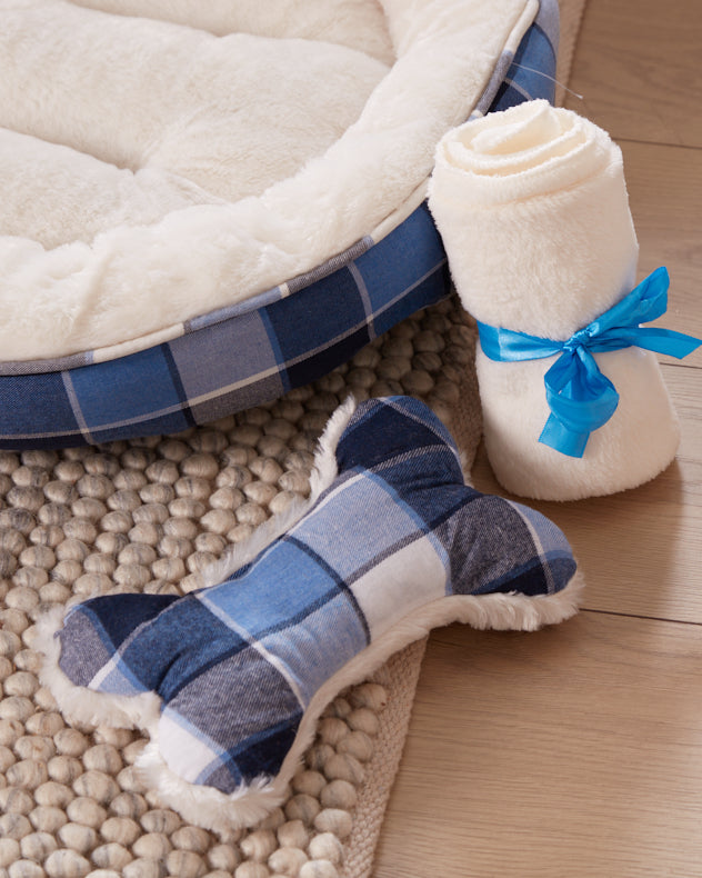 Pet Bed - Personalised Plush Plaid Pet Bed