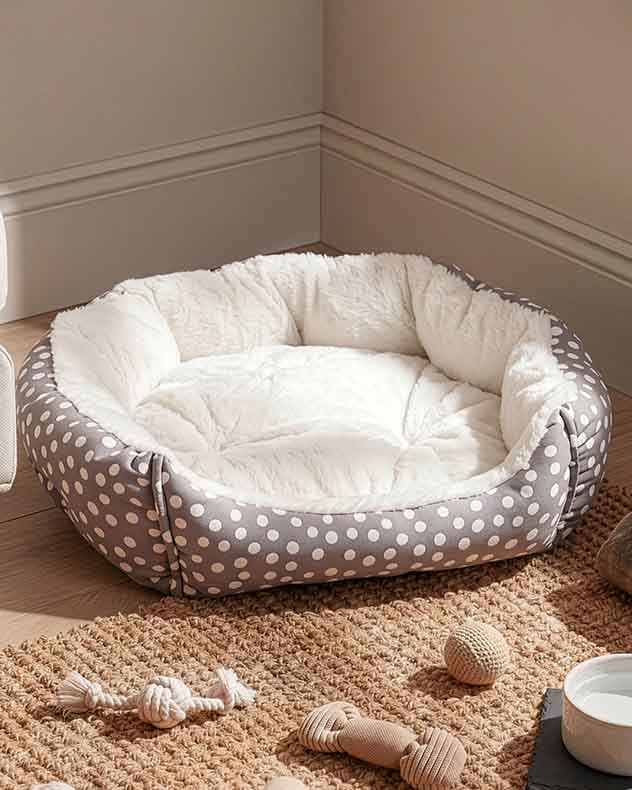 Grey Polka Dot Pet Bed