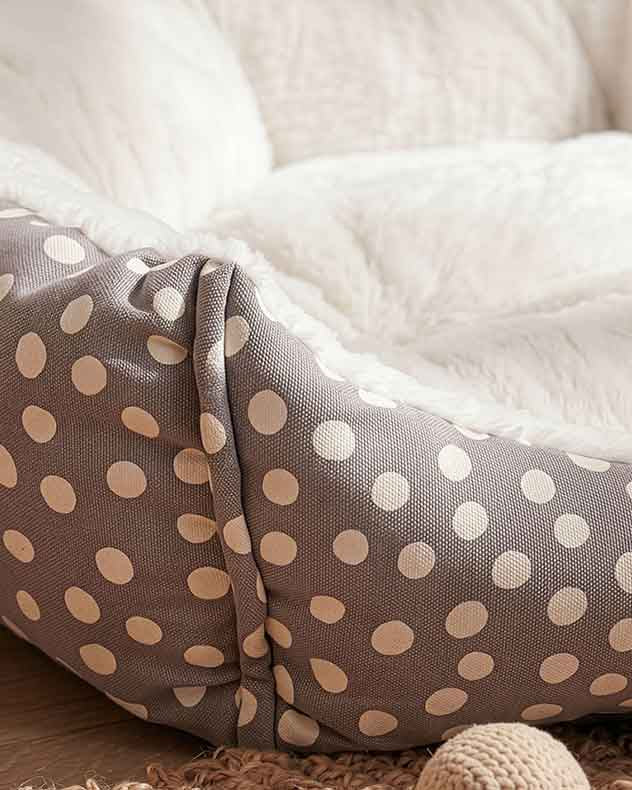 Grey Polka Dot Pet Bed