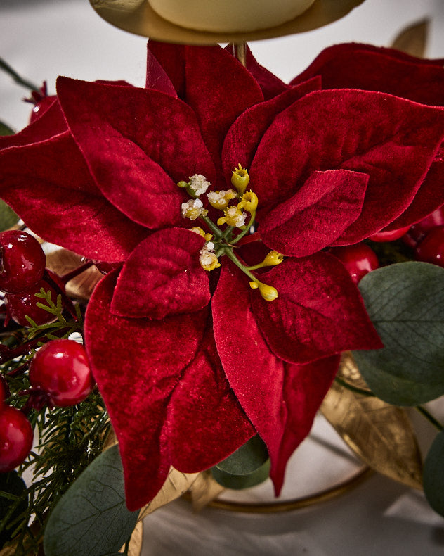 Poinsettia Triple Pillar Candle Holder