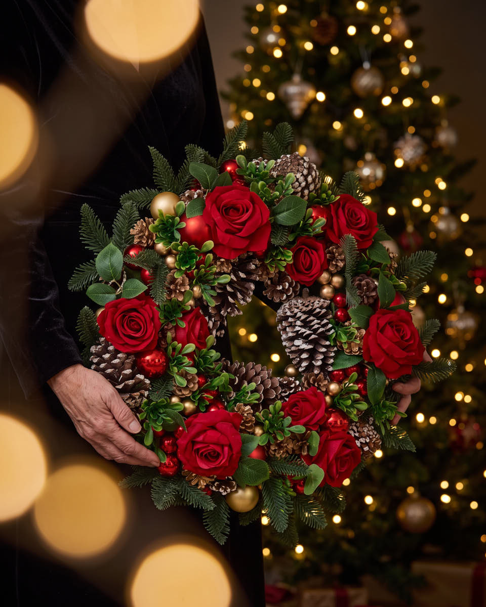 Headley Rose Wreath 52cm