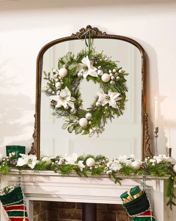 Wreath and Garland on mantel