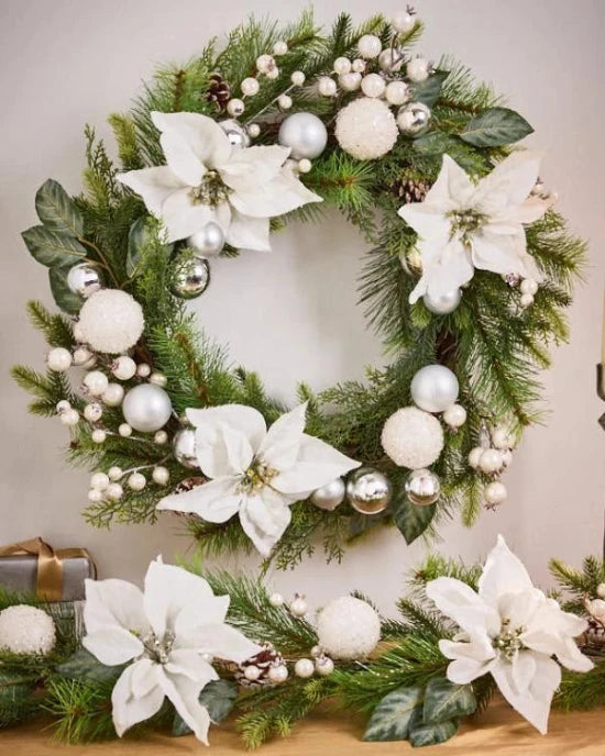 white wreath and garland