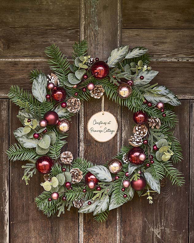 Personalised Waverley Red Bauble Wreath