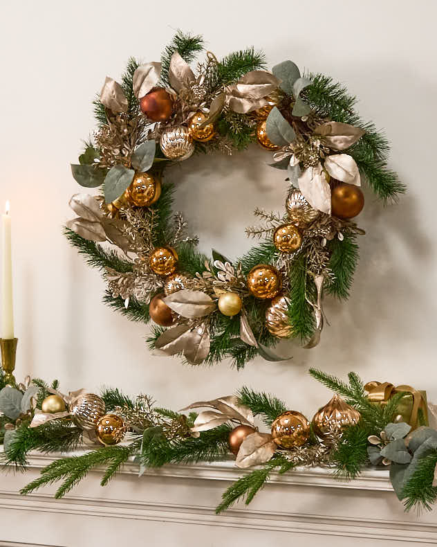 Metallic Bauble Wreath and Garland