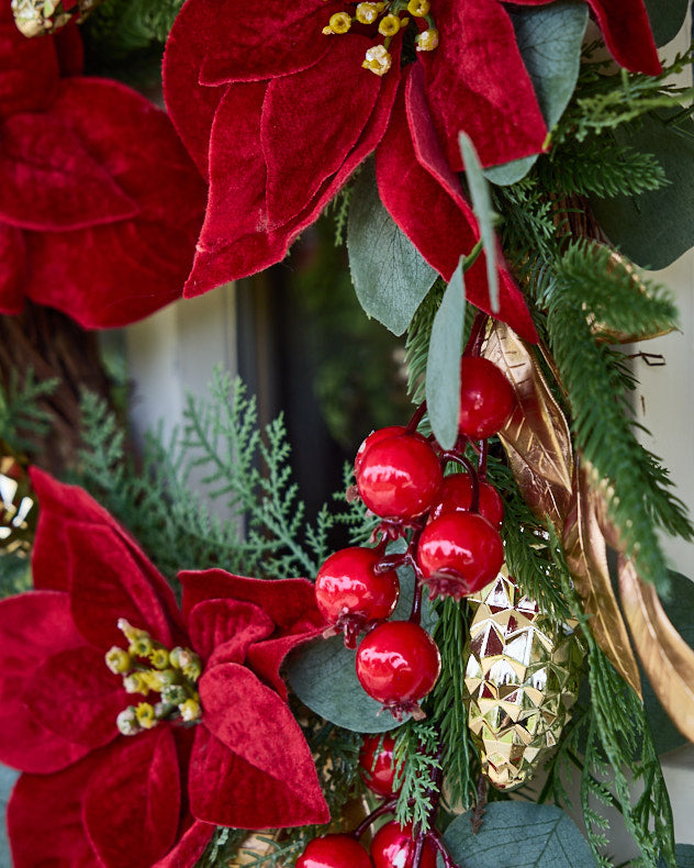 Wreaths - Poinsettia Heritage Wreath 55cm