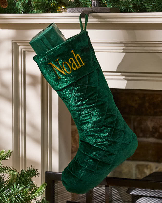 Personalised Quilted Velvet Stocking Collection - Dibor - Silver Stockings