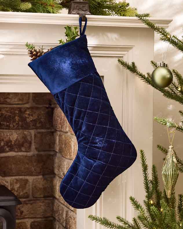 Quilted Velvet Stocking Collection - Dibor - Silver Stockings