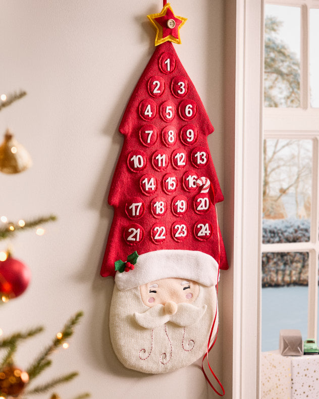 Red & White Polyester Advent Calendars - Jolly Santa Advent Calendar