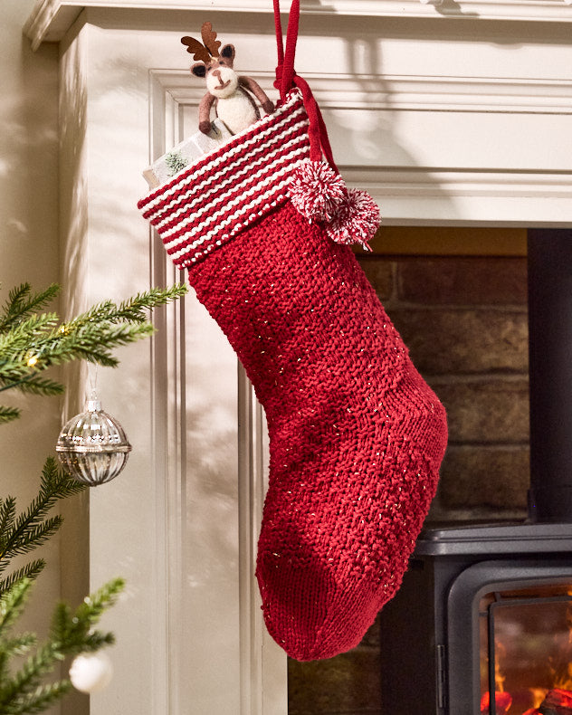 Chunky Knit Christmas Stocking - Dibor - Grey Stockings