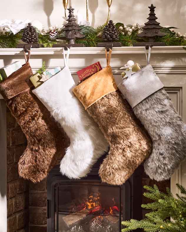 Beresford Faux Fur Stocking Collection - Dibor - Dark Brown Stockings