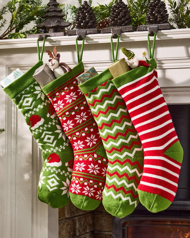 Santa Hats Polyester Stockings - Knitted Stocking Collection