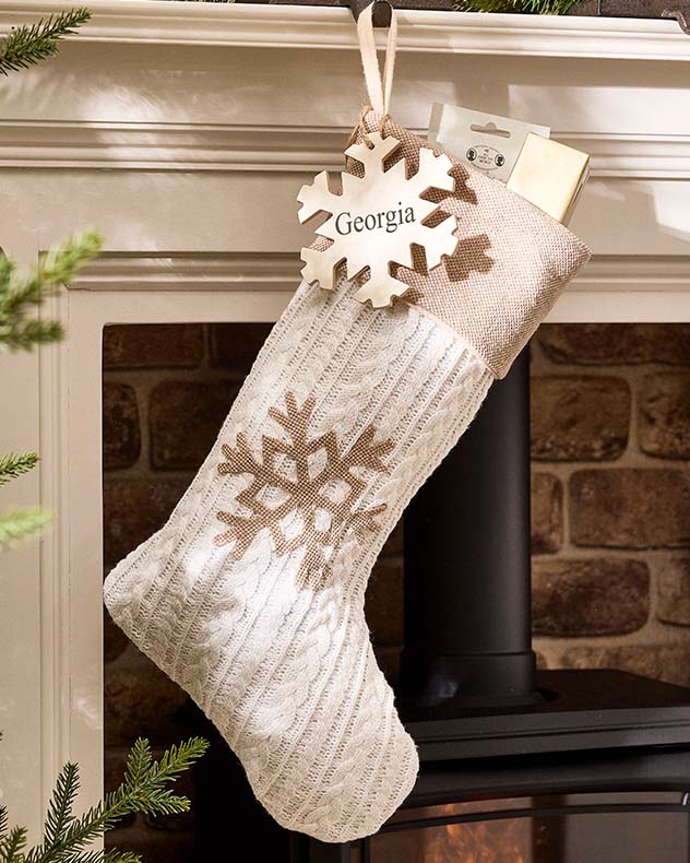 Personalised Cosy Christmas Snowflake Stockings