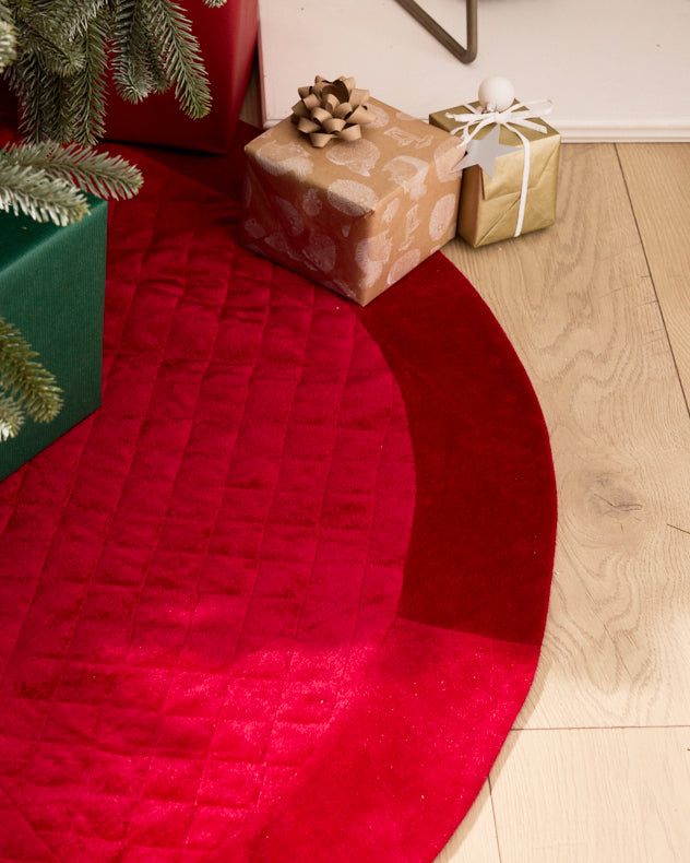 Red Velvet Quilted Tree Skirt