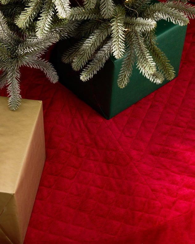 Red Velvet Quilted Tree Skirt