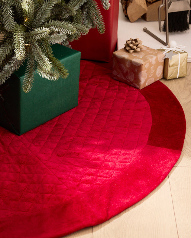 Red Velvet Quilted Tree Skirt