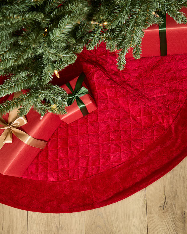 Tree Skirts 36" - Red Velvet Quilted Tree Skirt