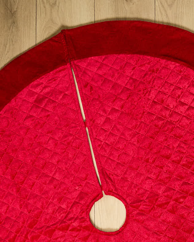 Tree Skirts - Red Velvet Quilted Tree Skirt