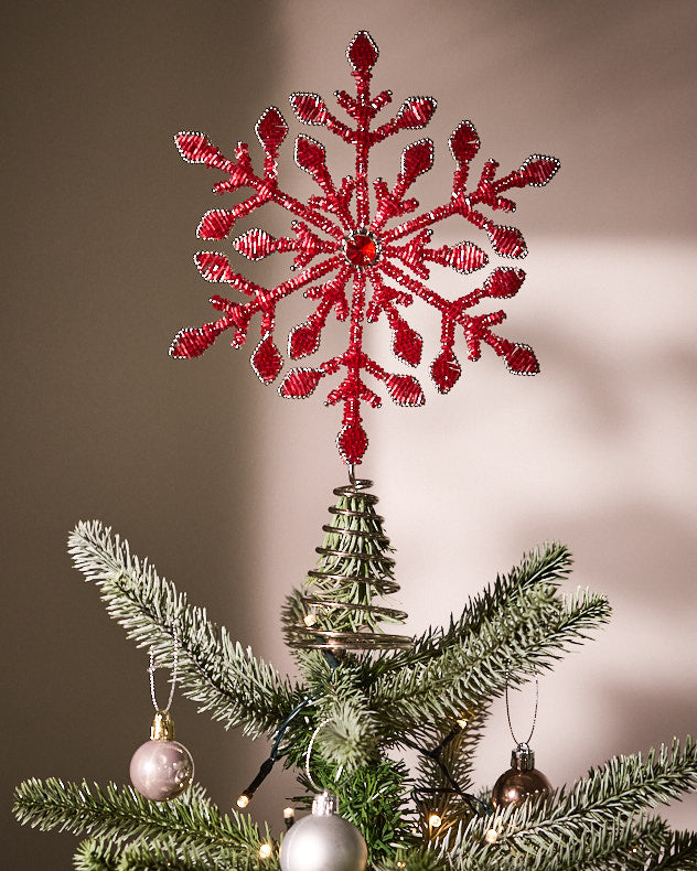 Tree Topper - Red Snowflake Tree Topper