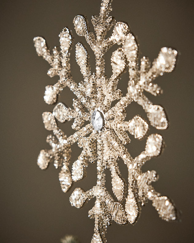 Tree Topper - Silver Beaded Snowflake Tree Topper
