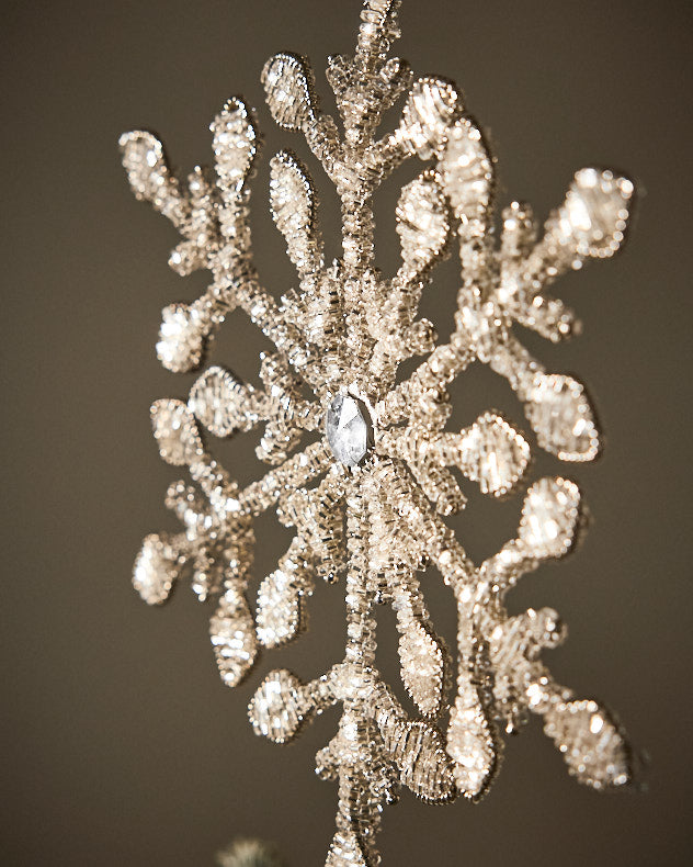 Silver Beaded Snowflake Tree Topper