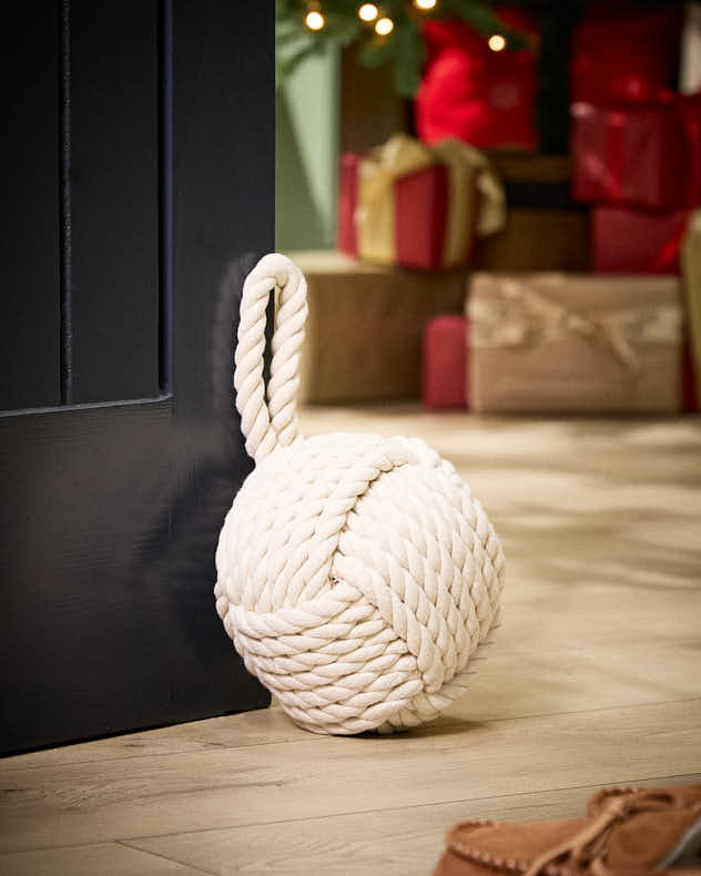 Butoir de porte en corde de jute crème