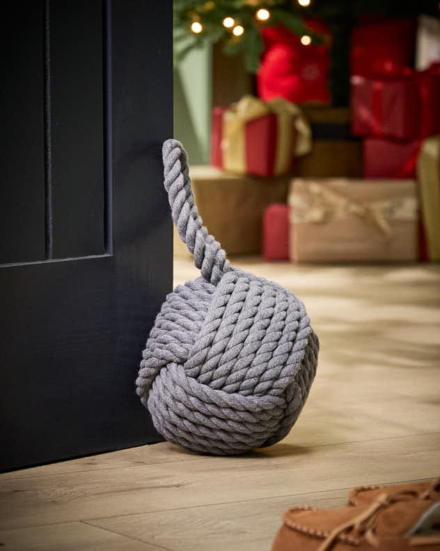 Butoir de porte en corde de jute grise