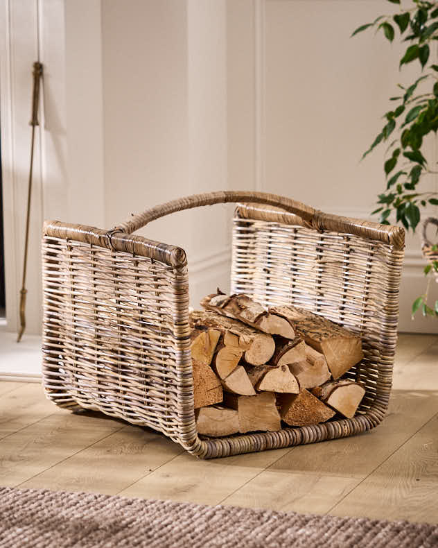 Rattan Log Cradle Basket