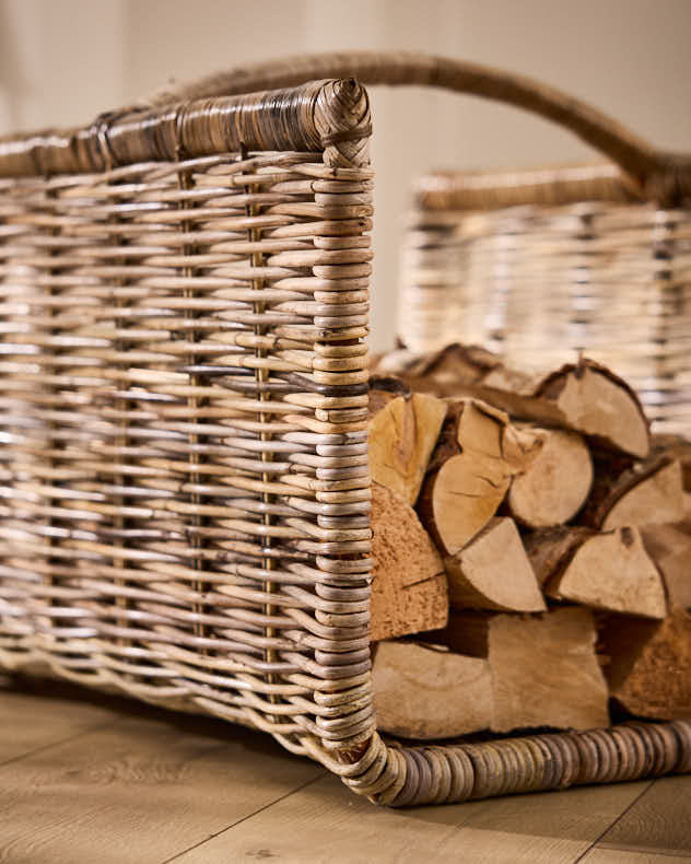 Rattan Log Cradle Basket