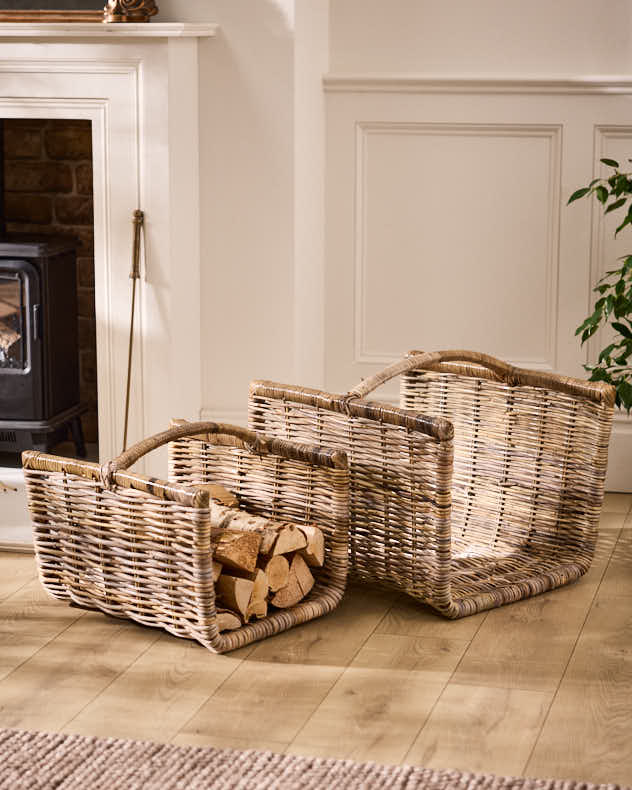 Rattan Log Cradle Basket