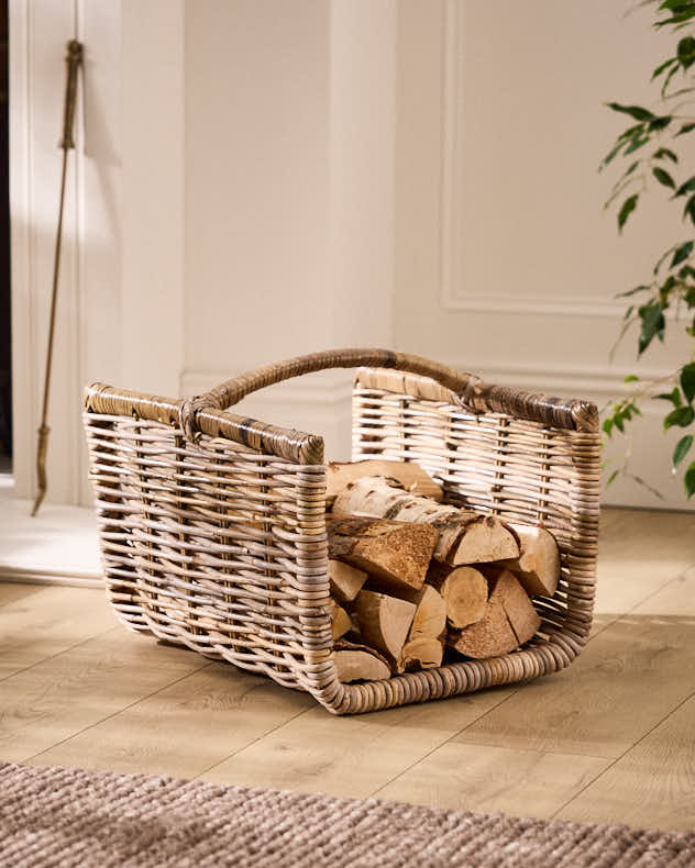 Wicker Fire Log Baskets - Rattan Log Cradle Basket