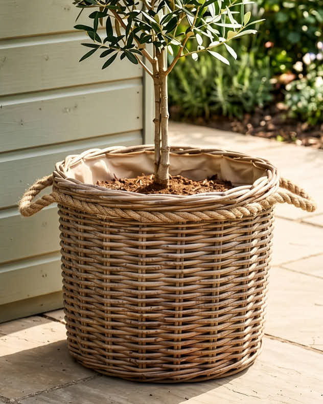 Wicker and Rope Basket Planters