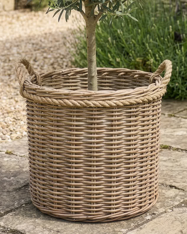 Wicker and Rope Basket Planters