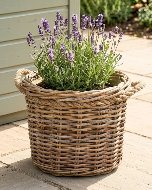 Wicker and Rope Basket Planter