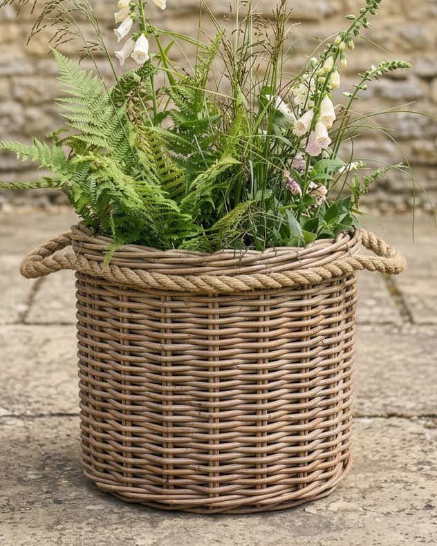 Wicker and Rope Basket Planters